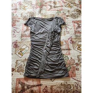 Anthropologie BAILEY 44 Womens Bodycon Short Dress With Ruffle Detail Gray Sz  M